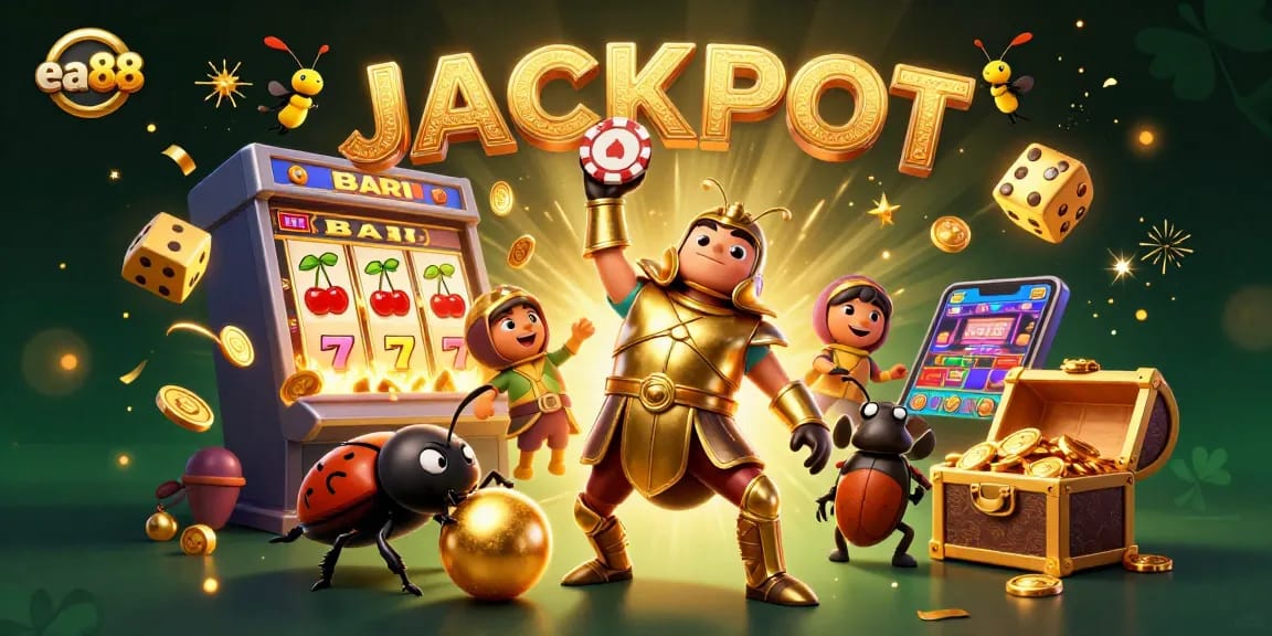 Experience winning excitement with ea88 through dynamic casino-themed illustration.