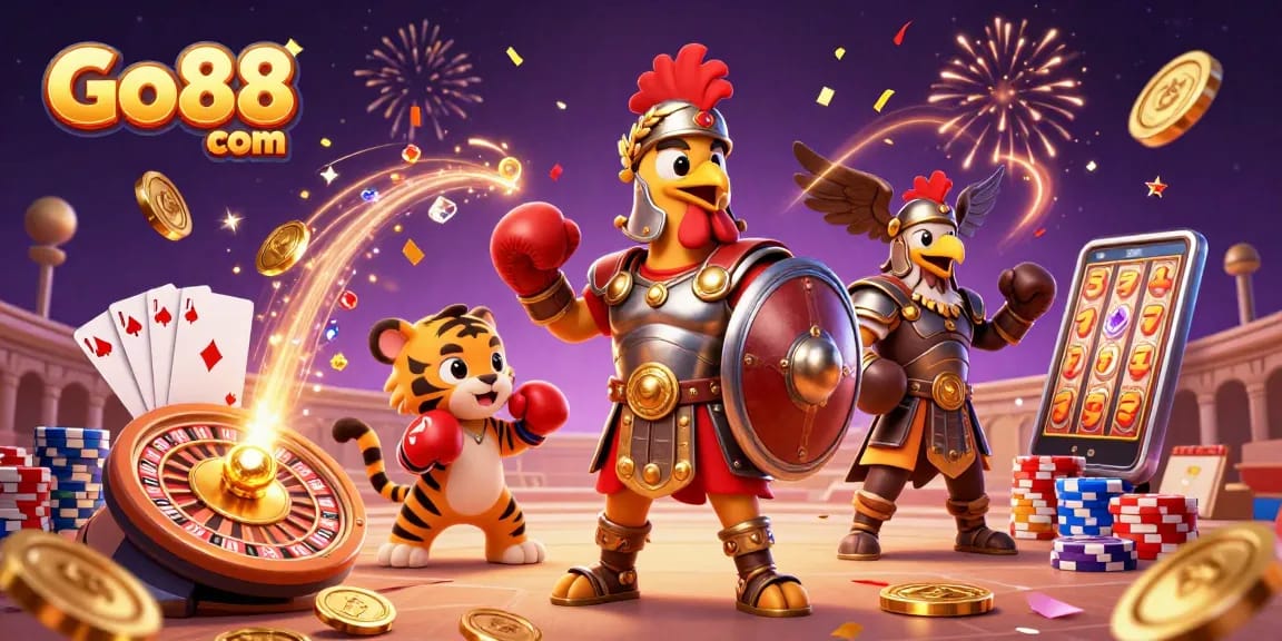 Win big at Go88 com while enjoying thrilling slots, poker chips, and festive casino atmosphere.
