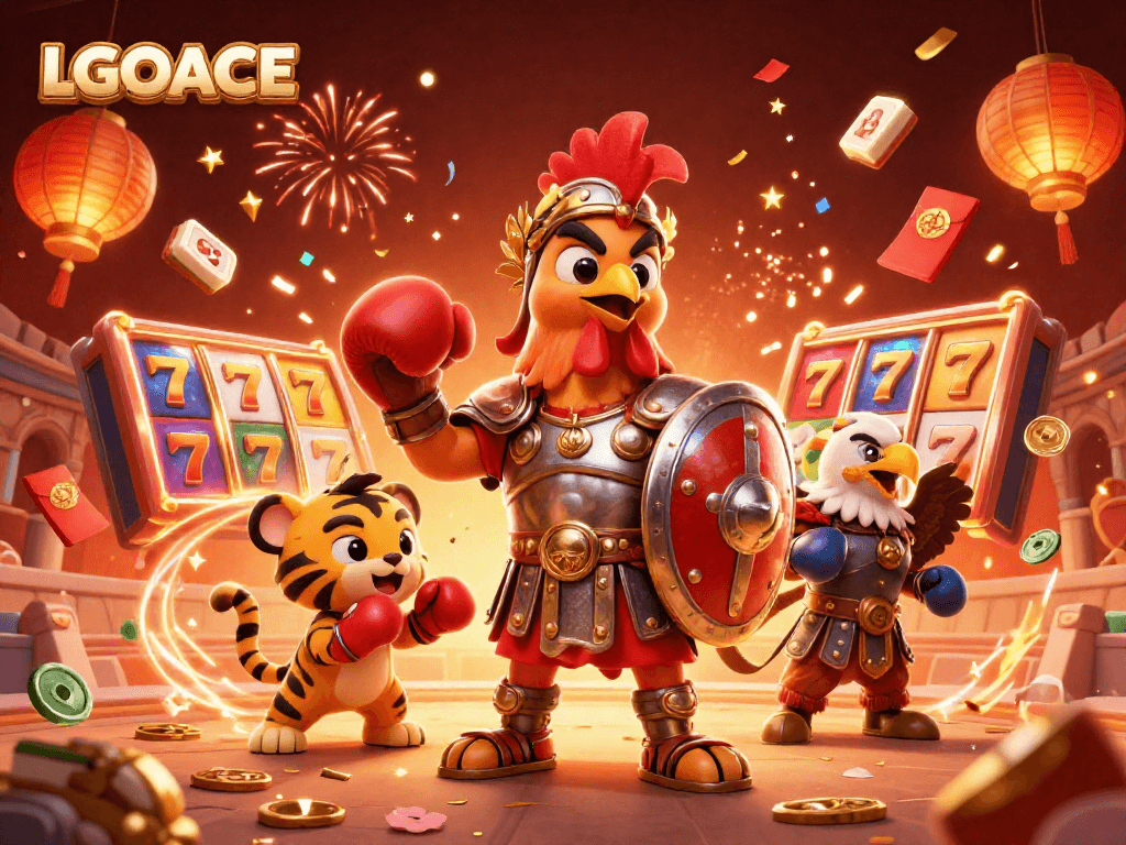 LGOACE showcases thrilling gameplay with 3D characters and dynamic slot elements creating vibrant casino excitement.