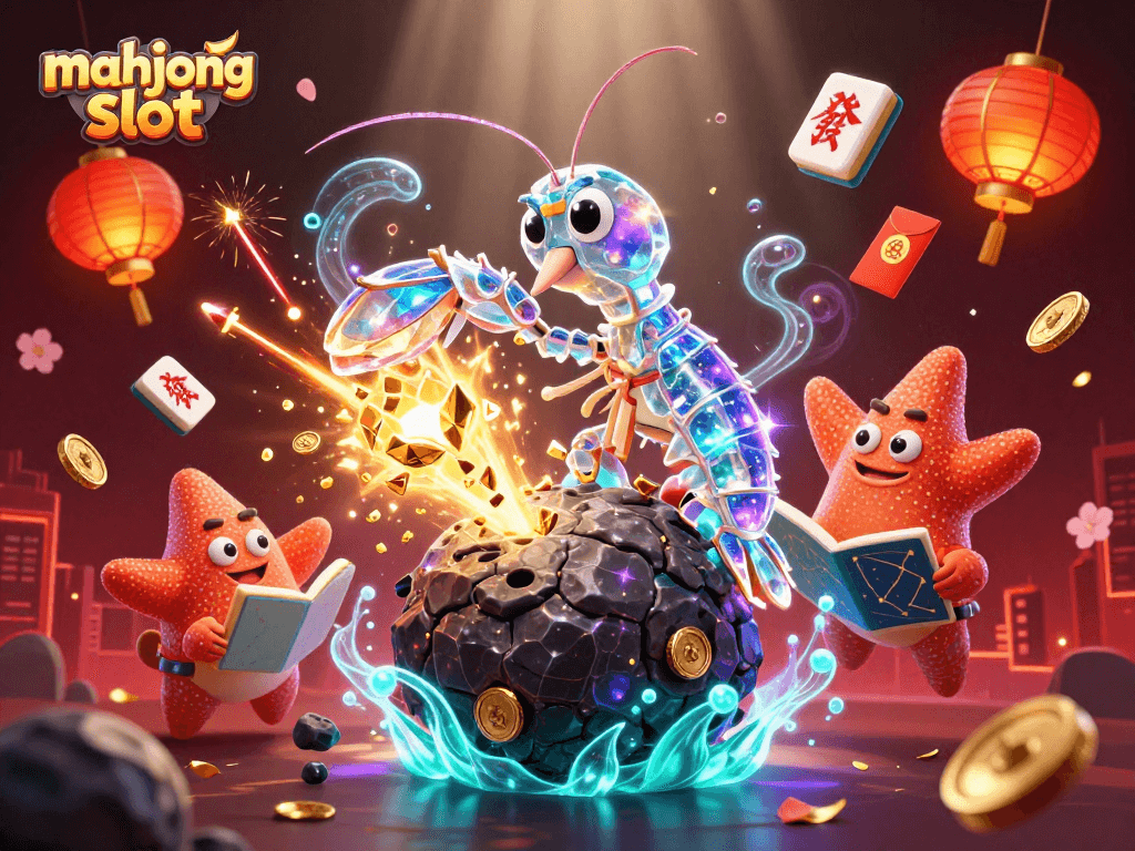 Experience mahjong slot excitement with vibrant gold coins and lucky tiles flying in a dynamic 3D illustration.