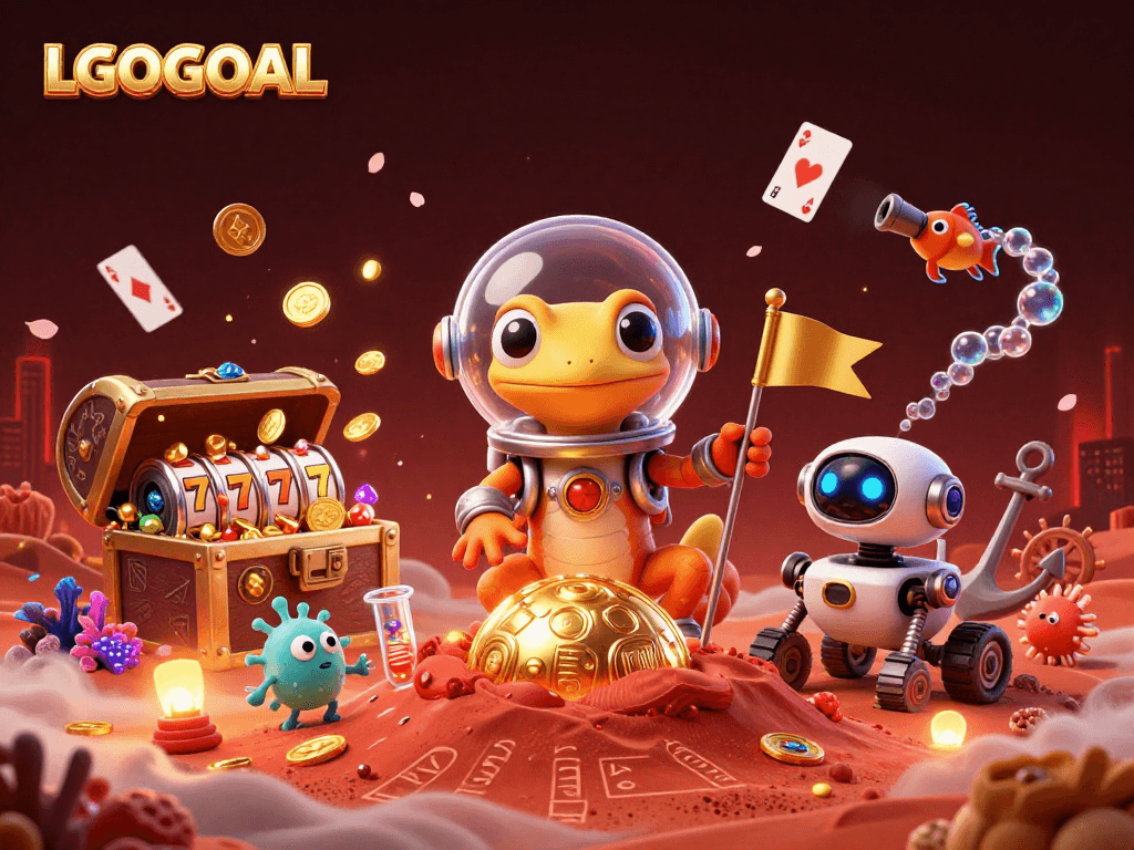 Engage with LGOGOAL at an exciting casino adventured by a Martian gecko discovering treasures