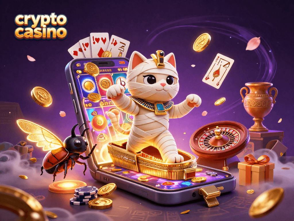 Découvrez un crypto casino dynamique avec une momie égyptienne et un scarabée, mettant en avant des jeux passionnants.