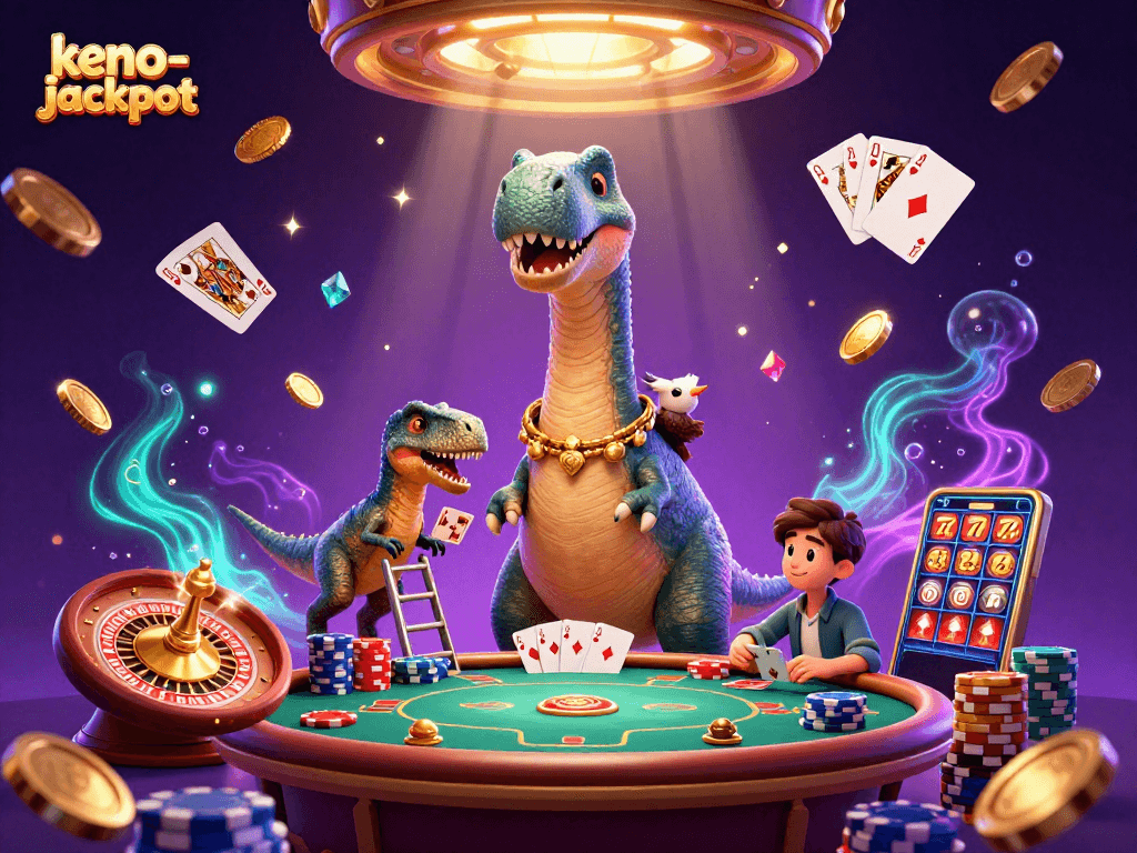 Experience keno-jackpot thrills with a lively 3D casino scene featuring dynamic game elements.