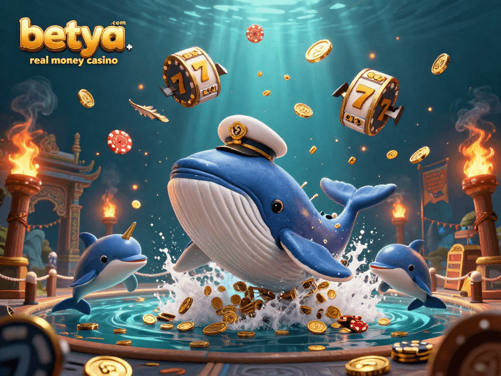 Experience the thrill of betting with betya.com real money casino featuring vibrant characters and casino elements.