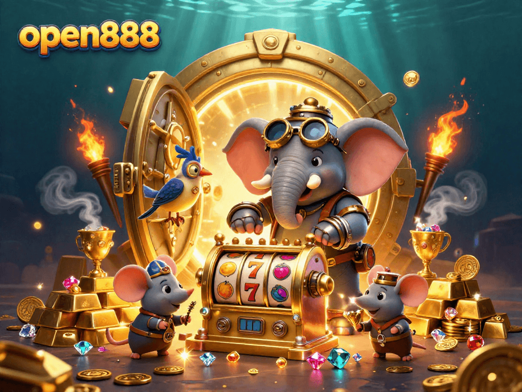 Experience the thrill of open888 with a steampunk elephant at the jackpot slot machine!