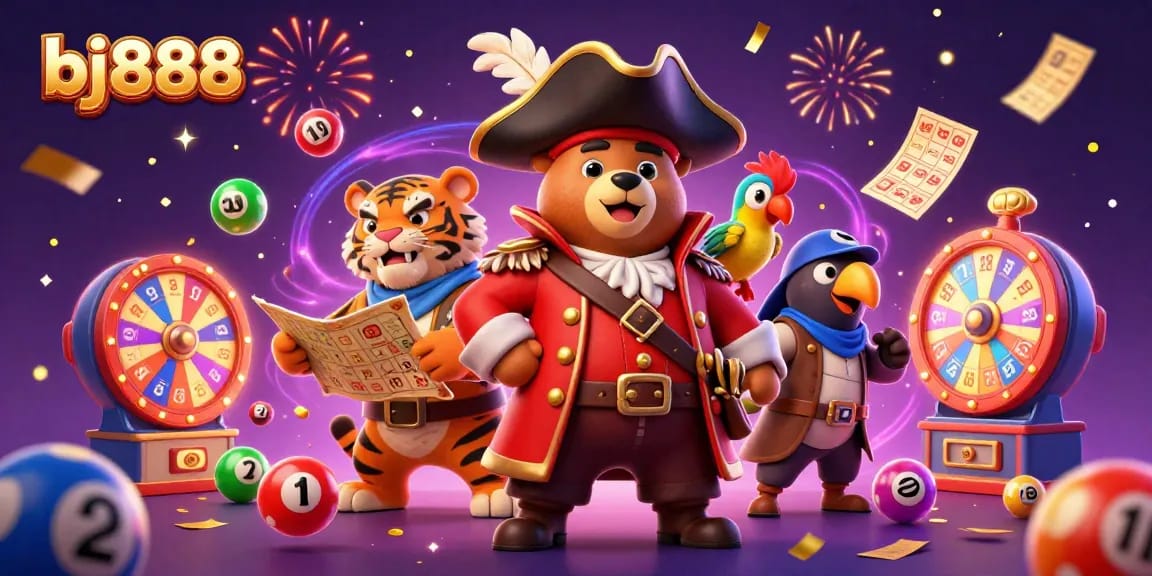 Experience thrilling moments with bj888 in this dynamic lottery-themed scene filled with excitement.