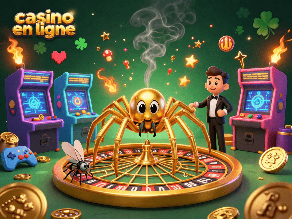 Placer tes mises dans un casino en ligne passionnant avec une araignée dorée et un croupier centipède.