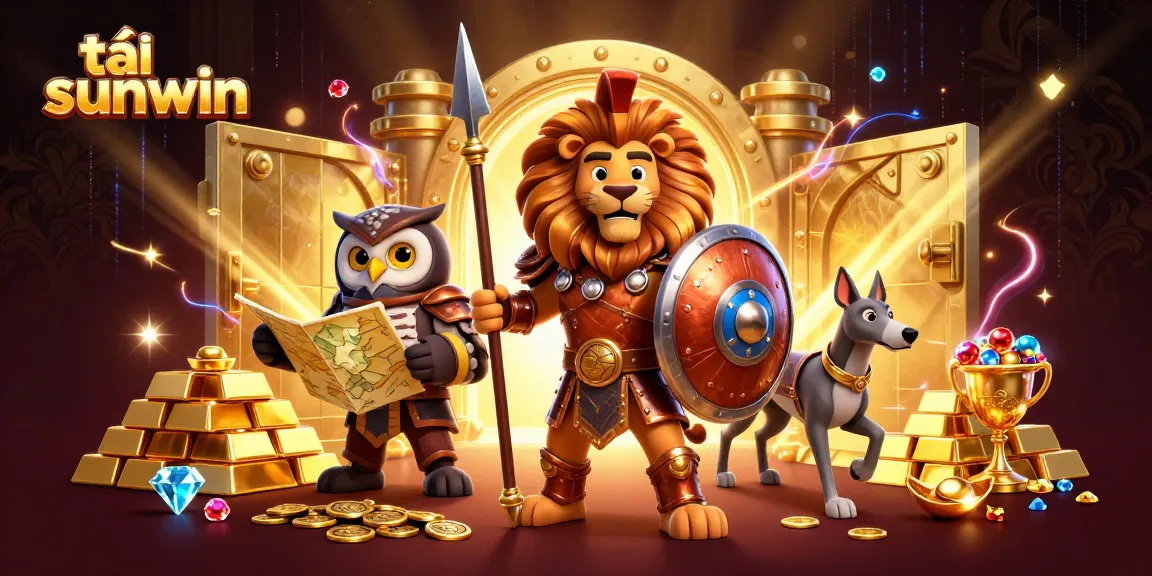 Engage with tải sunwin in a vibrant casino scene featuring a heroic Spartan lion, tactical owl, and swift greyhound.