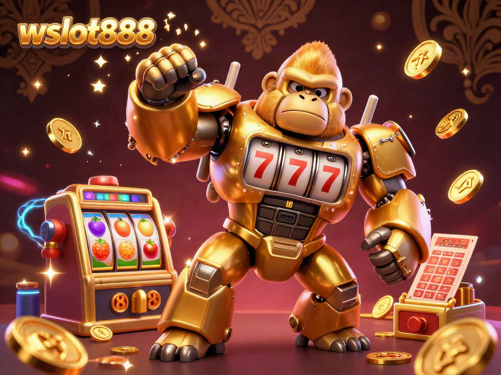 Menangkan jackpot luar biasa dengan mesin slot wslot888 dan gorila mekanik emas di tengah aksi.