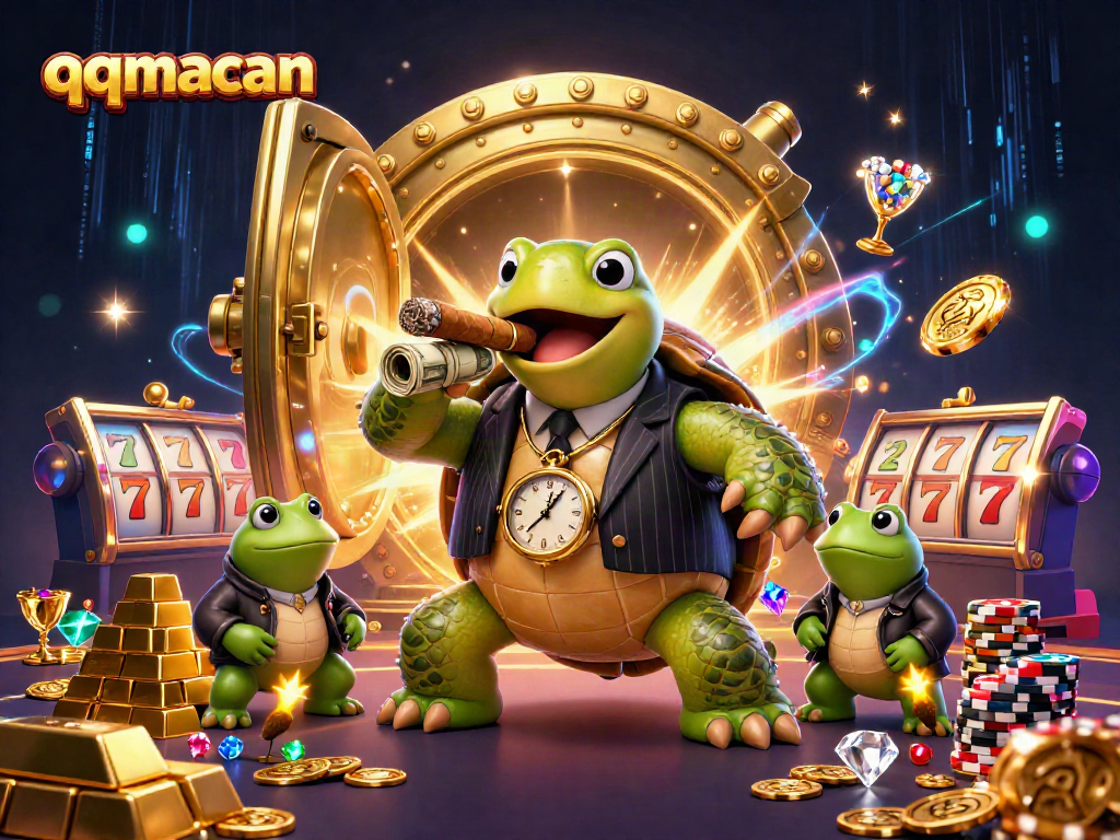 Experience thrilling gameplay on qqmacan with vibrant 3D characters amidst gold treasures and casino elements.