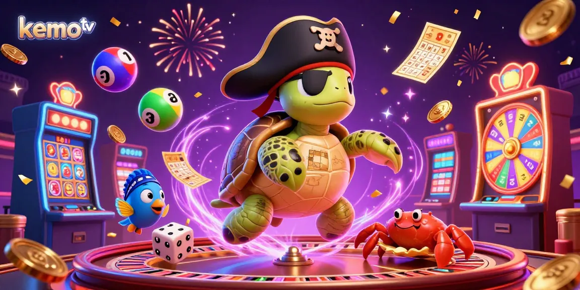 Engage with Kemo TV's vibrant gambling scene featuring exciting lottery elements and adorable characters.