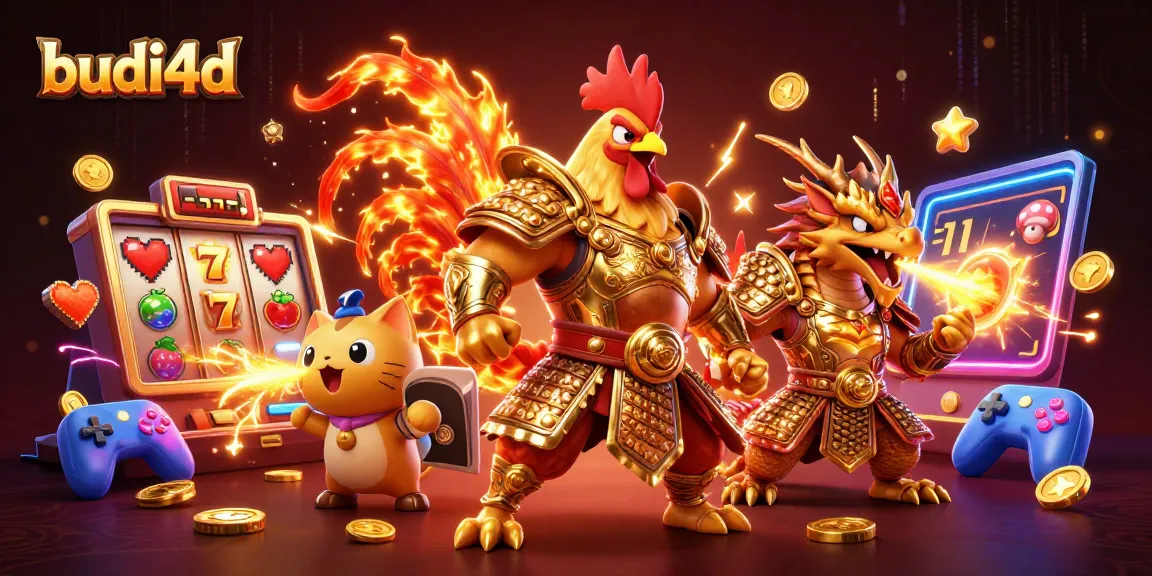 Engage with budi4d's exciting slot experience featuring dynamic scenes with jackpot reels and vibrant characters.