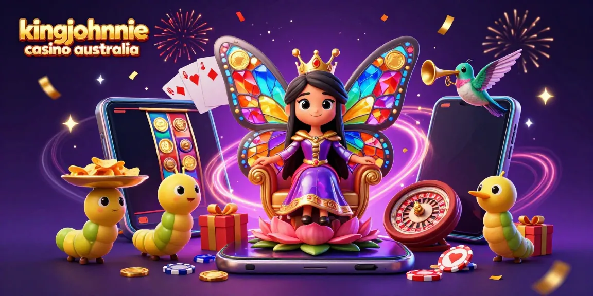 Experience kingjohnnie casino australia's vibrant gaming scene with a fantastical artistic illustration.