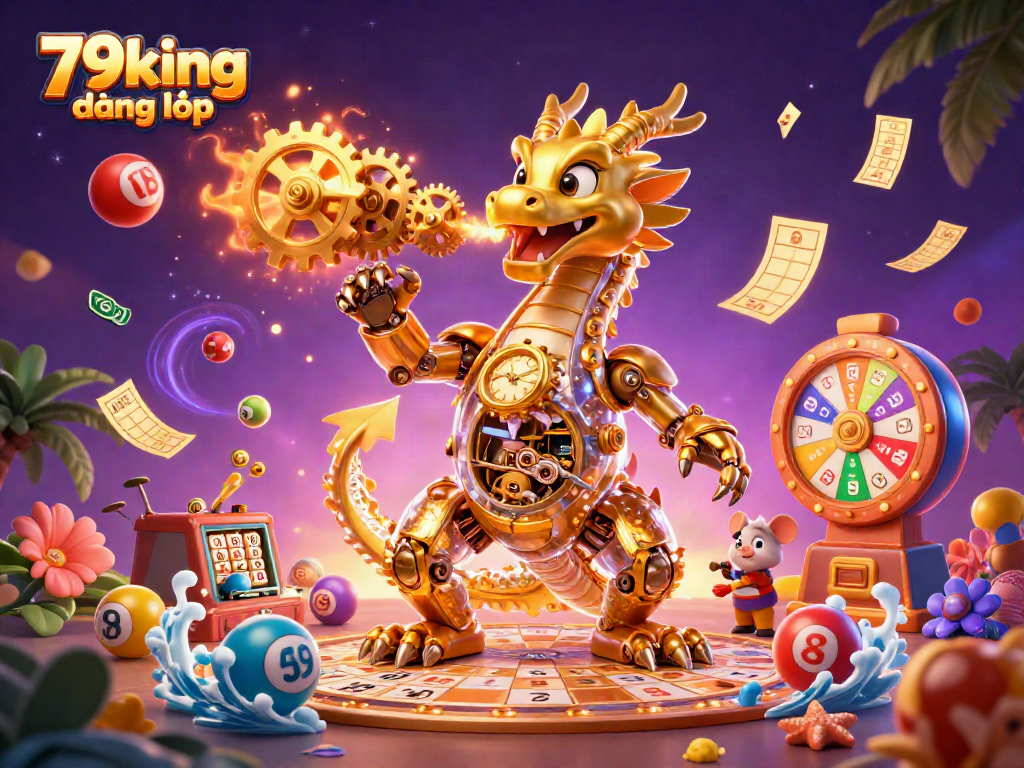 Experience thrilling gameplay with 79king đăng nhập, a majestic dragon and colorful lottery elements.