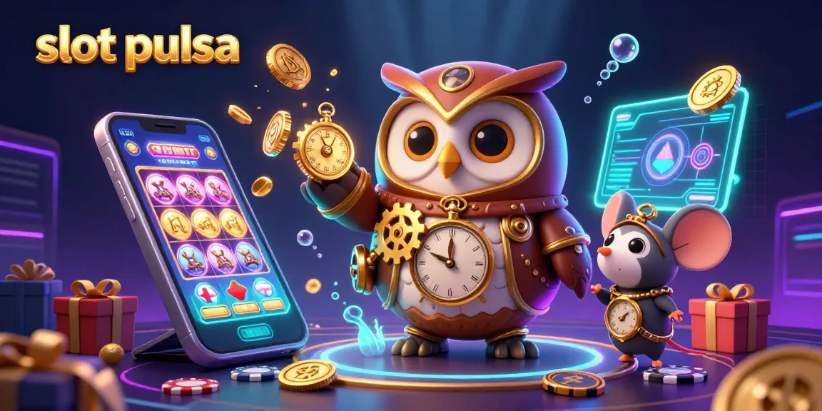 Experience exciting slot pulsa action with vibrant 3D characters and casino games in a captivating illustration.