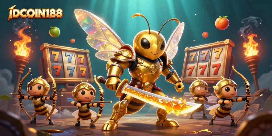 Experience the thrill of IDCOIN188 with a dynamic scene of gaming elements and characters.