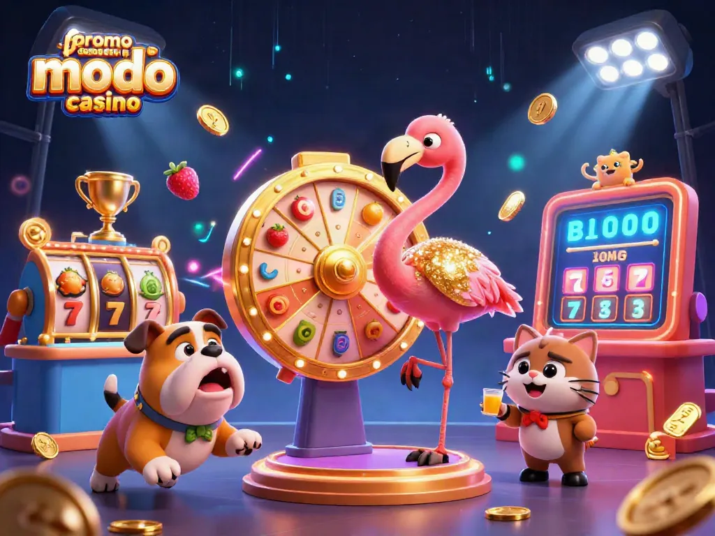 Play exciting games and win with the promo code for modo casino, featuring thrilling casino elements and vibrant details.