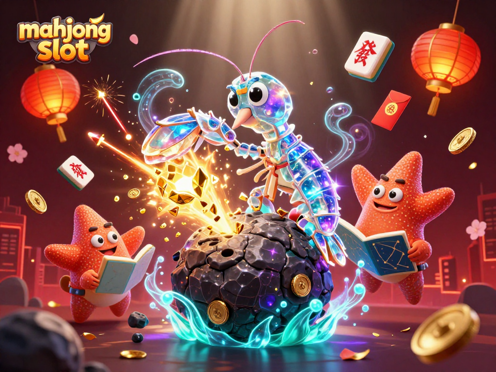 Experience mahjong slot excitement with vibrant gold coins and lucky tiles flying in a dynamic 3D illustration.