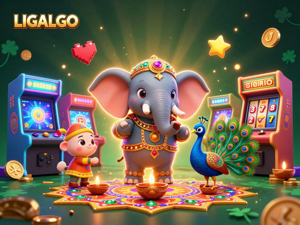 LIGALGO elevates gaming with vibrant characters and dynamic slot reels in a colorful casino-themed illustration.