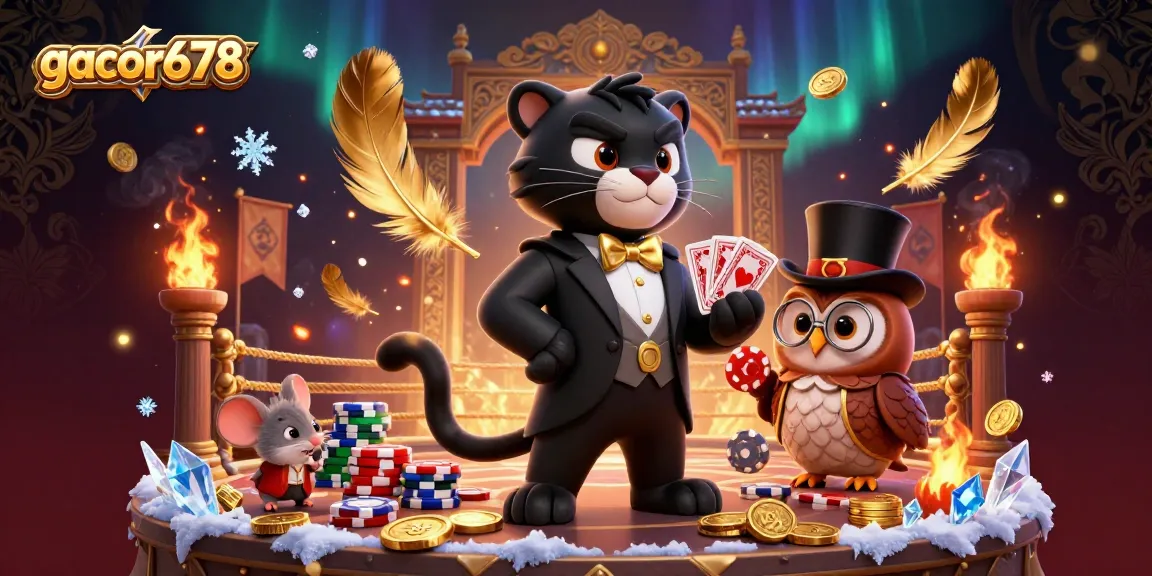 Experience the thrill of gacor678 with a stylish panther dealer amidst vibrant casino elements!