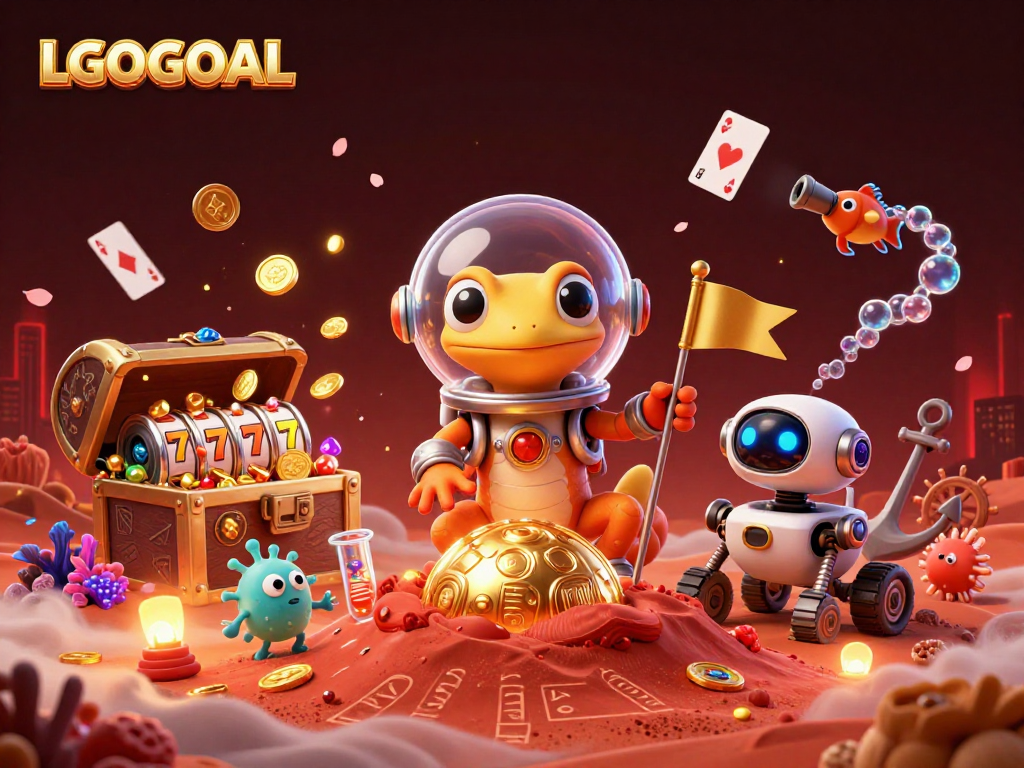 Engage with LGOGOAL at an exciting casino adventured by a Martian gecko discovering treasures