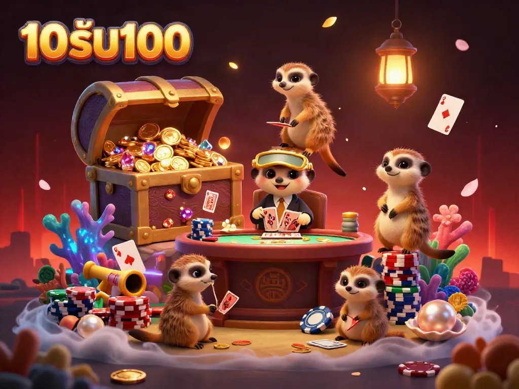 ภาพการ์ตูน 3 มิติของเจ้าเมียร์แคทในคาสิโนที่มีชื่อว่า 10รับ100 สร้างบรรยากาศการเล่นพนันที่น่าตื่นเต้น