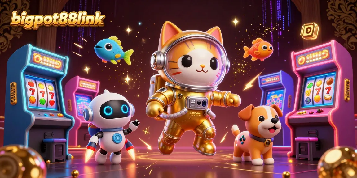 Experience smooth gaming access with bigpot88link in a colorful 3D digital casino scene.
