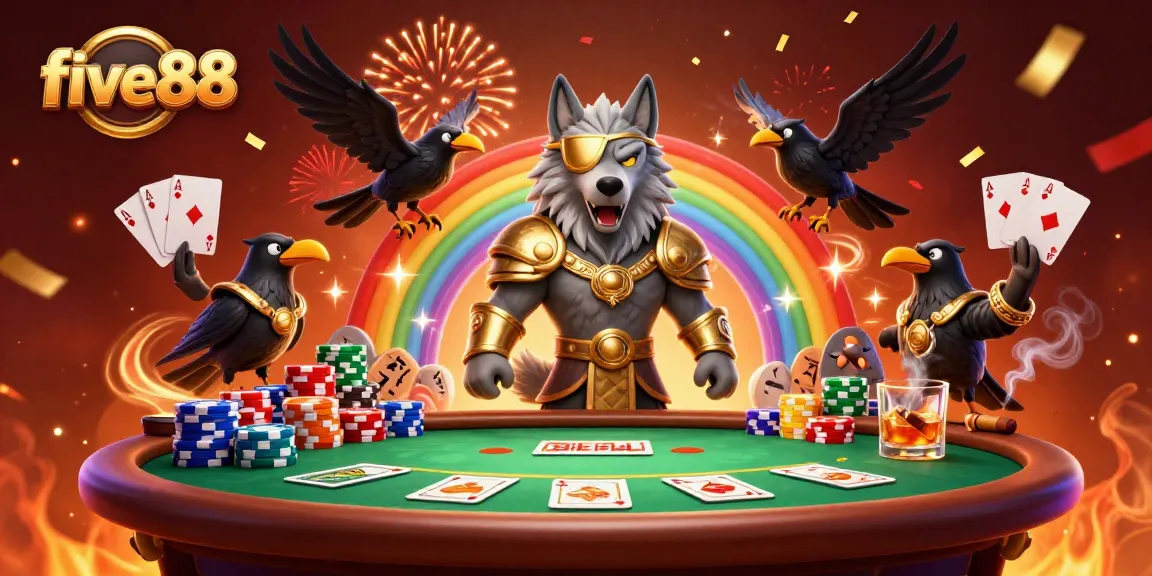 Players experiencing five88 with vibrant Norse-themed casino festivities and competitive table action.