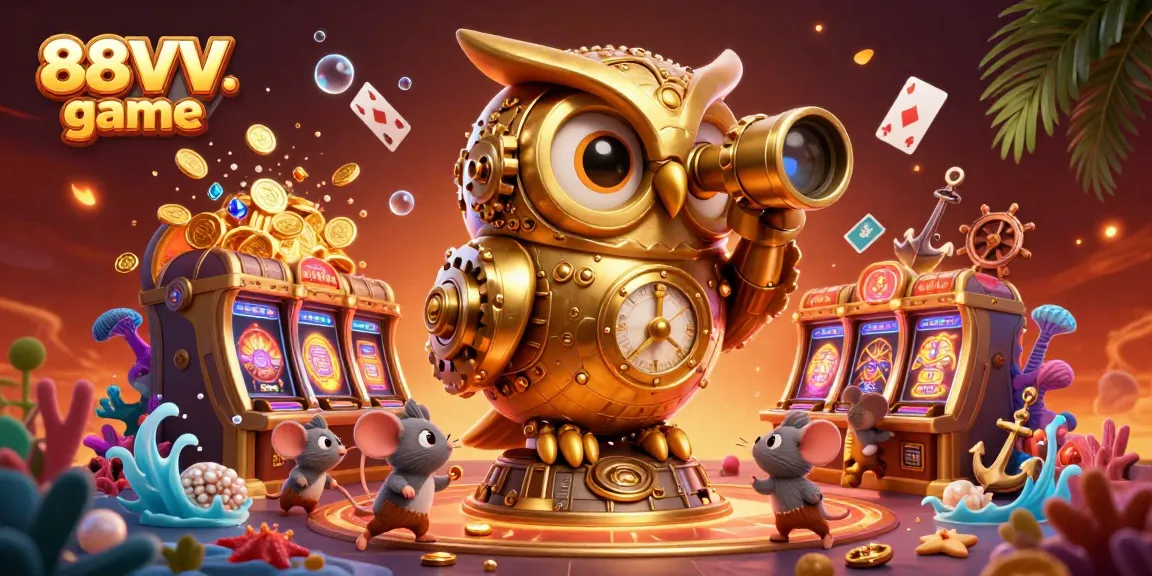 Experience thrilling wins at 88VV game with a golden owl and vibrant casino elements.