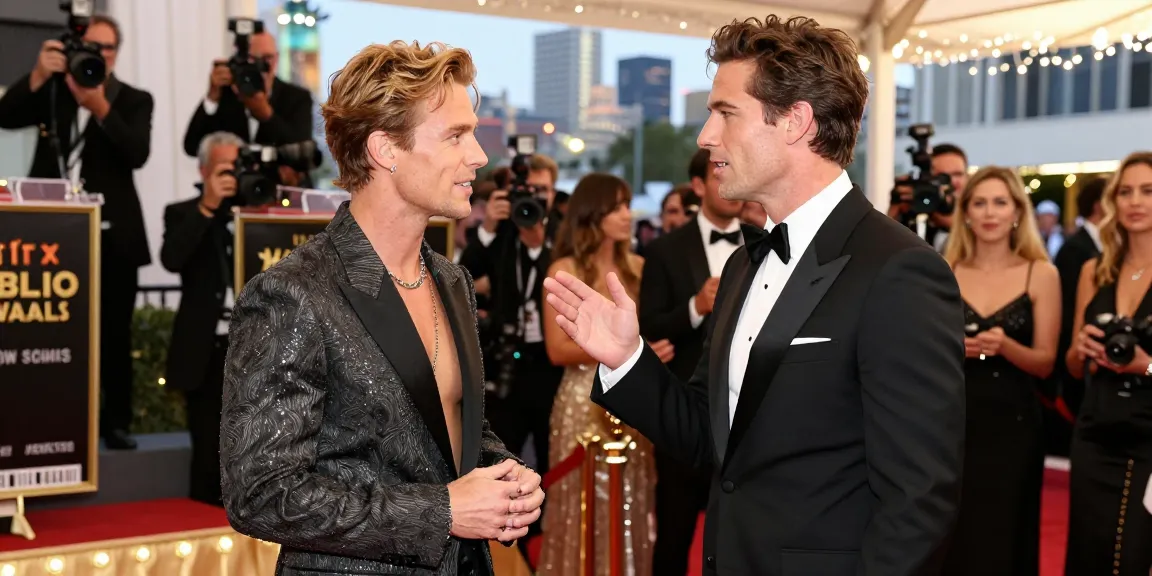 Celebrity look-alikes engaging at a Hollywood event, showcasing their similar features and styles.