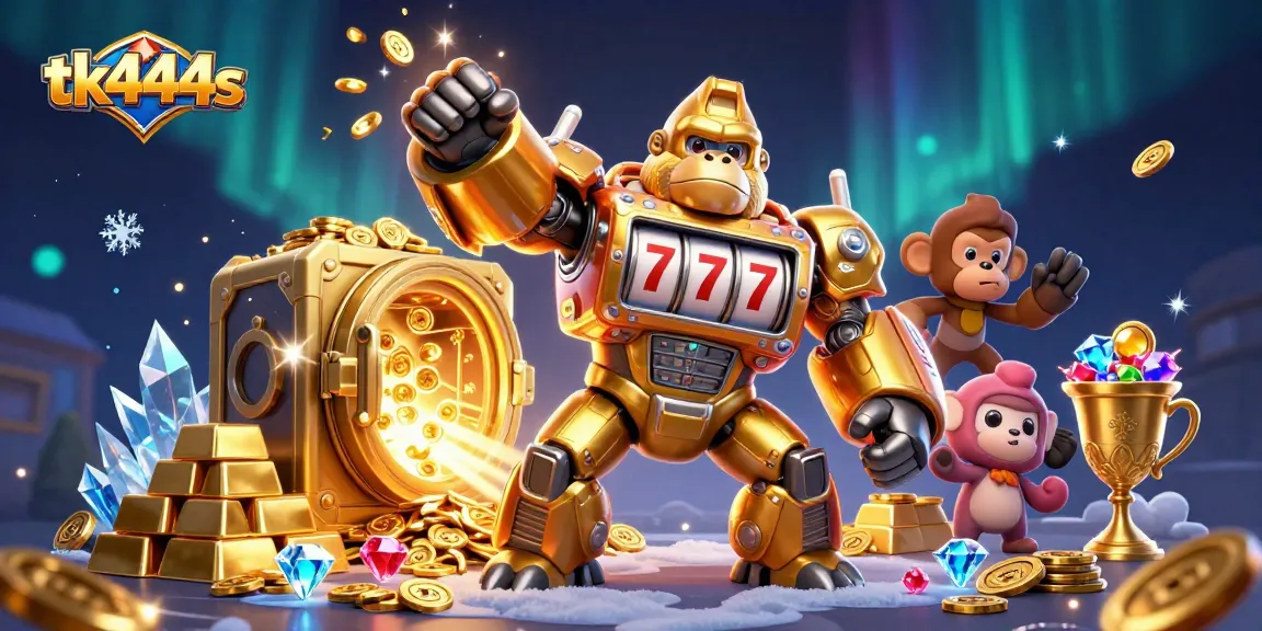 Experience thrilling gaming with tk444s in a vibrant 3D illustration of stunning casino elements.