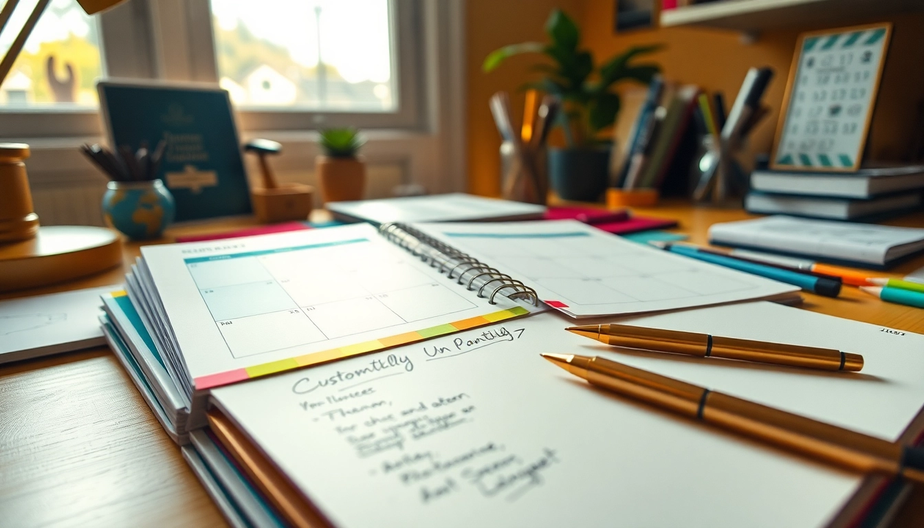 Customize your experience with a detailed view of Custom Monthly Planners showcasing vibrant elements.