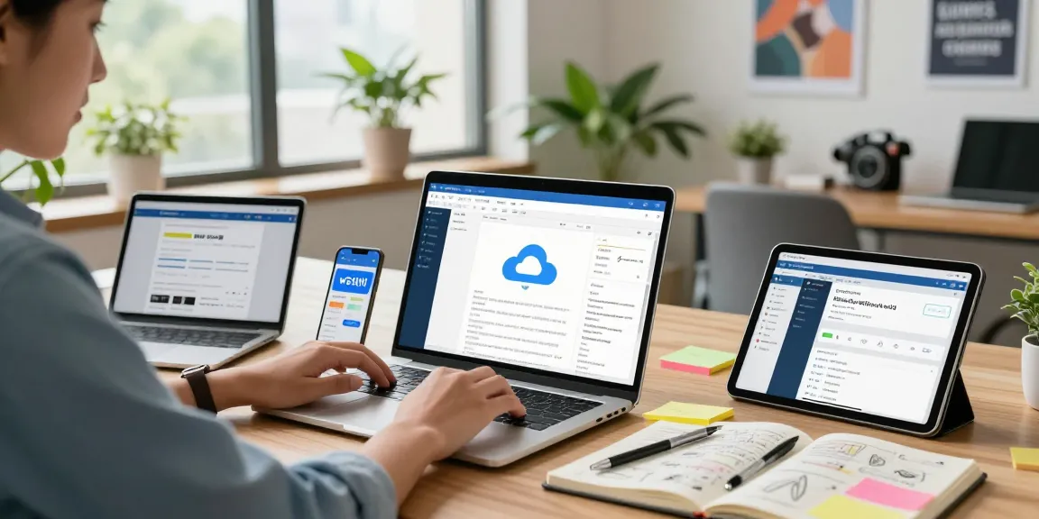 使用WPS Office 下载的年轻专业人士在多设备上同步文档,创意办公环境,展现高效协作。