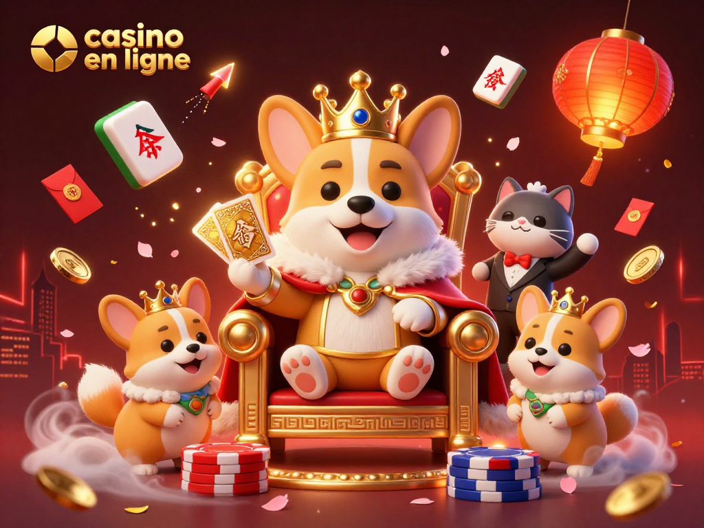 Jouer au casino en ligne avec un corgi royal et un majordome cat: une scène animée de chance.
