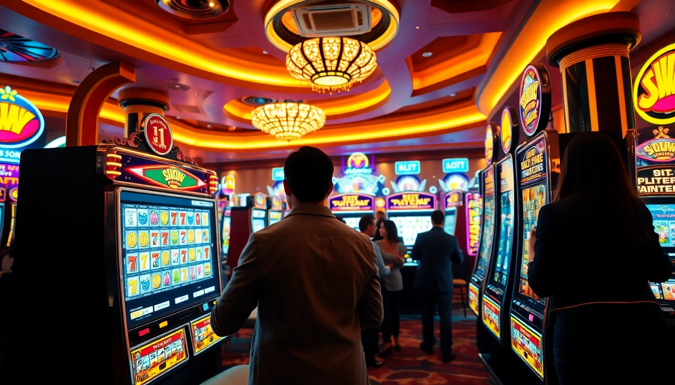 Menangkan Slot Depo 5000 dengan mesin slot bercahaya dan pemain yang terlibat.
