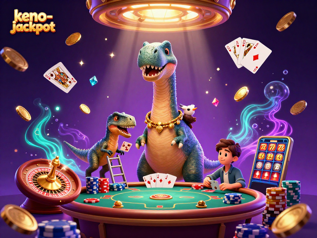 Experience keno-jackpot thrills with a lively 3D casino scene featuring dynamic game elements.