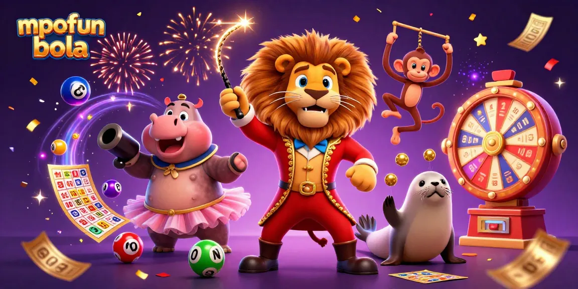 Engage with the vibrant mpofun bola casino scene featuring colorful lottery elements and dynamic characters.