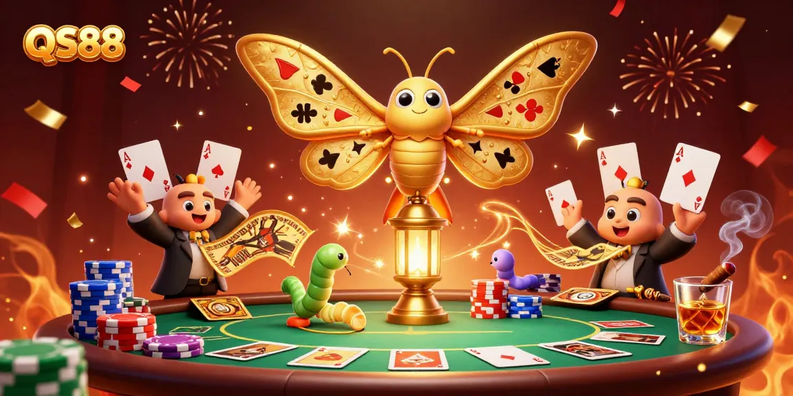 Experience exhilarating games at QS88 with a vibrant casino scene featuring poker elements and a fantastical twist.