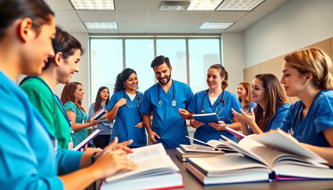 Engaged students at an in person NCLEX bootcamp Houston receiving hands-on instruction.