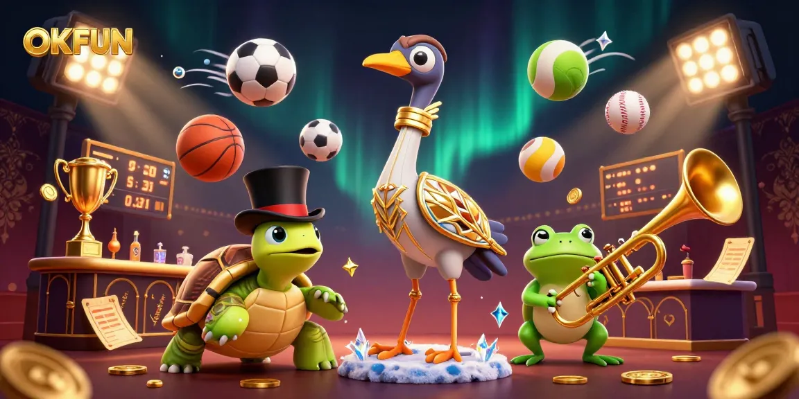 Experience thrilling gameplay at OKFUN with vibrant characters and dynamic sports elements surrounding top casino scenes.
