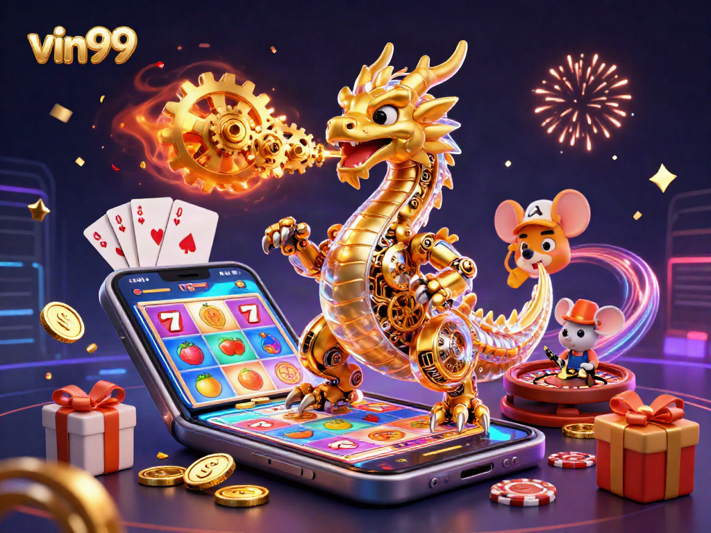 Experience thrilling wins with vin99's vibrant casino adventure featuring animated characters and games!