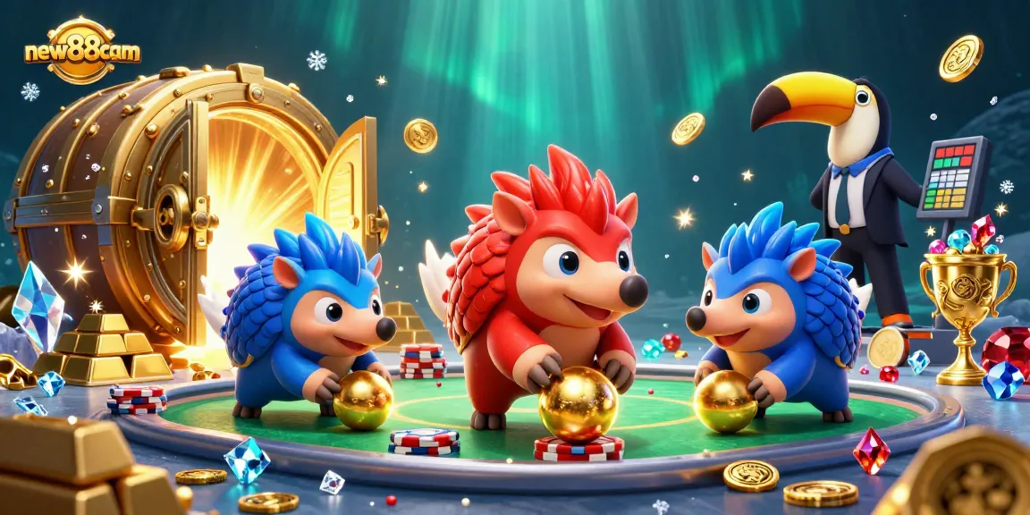 Experience thrilling games with new88cam as rival pangolins compete in a dynamic casino atmosphere.