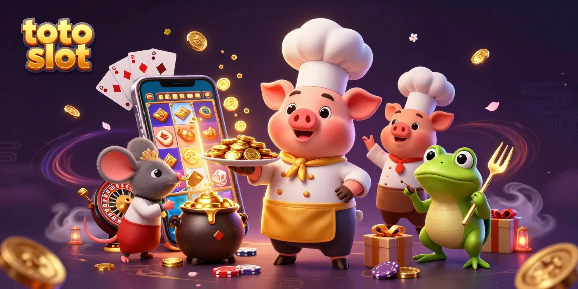Menjalankan permainan toto slot dengan karakter menarik dan elemen kasino yang kaya dalam 3D.