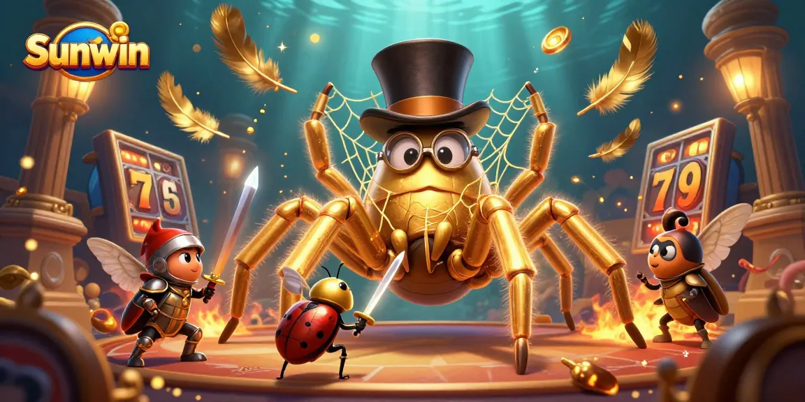 Experience the excitement of Sunwin with a dynamic casino-themed illustration featuring captivating characters and gambling elements.