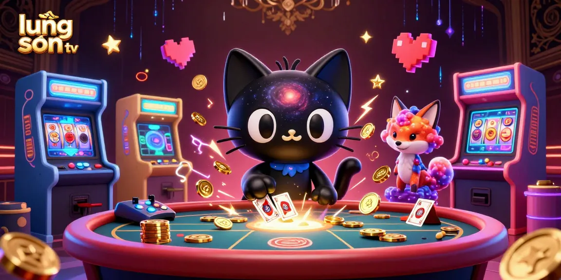 Experience thrilling gaming action on lương sơn tv's cosmic casino table, featuring vibrant 3D characters.