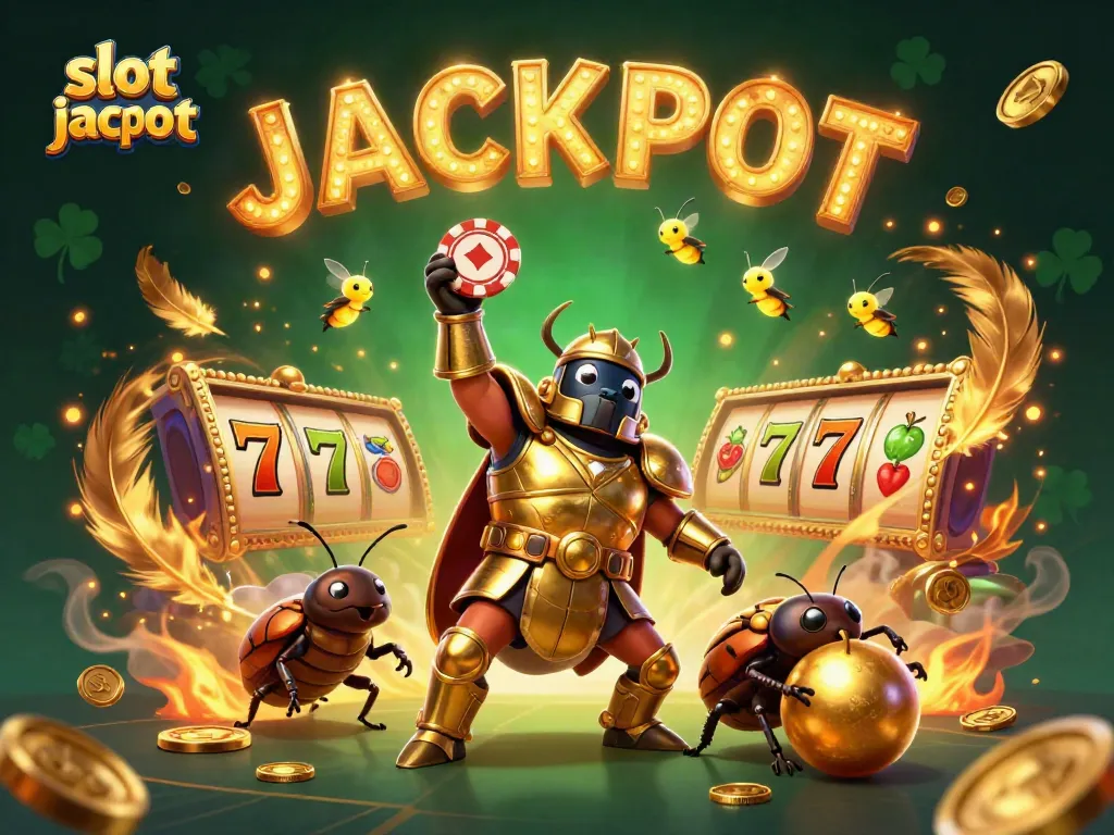 Menangkan slot jackpot dengan ilustrasi 3D dari kumbang Hercules dan teman-temannya yang berakting di arena permainan.