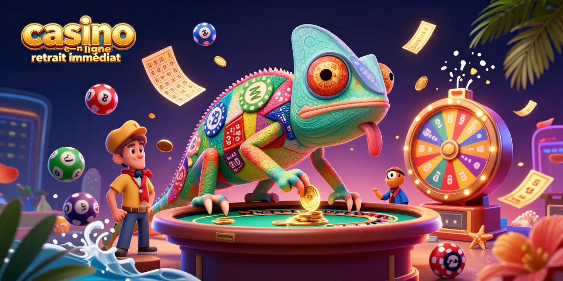 Découvrez le monde du casino en ligne retrait immédiat avec une scène animée de jeu et de gains.