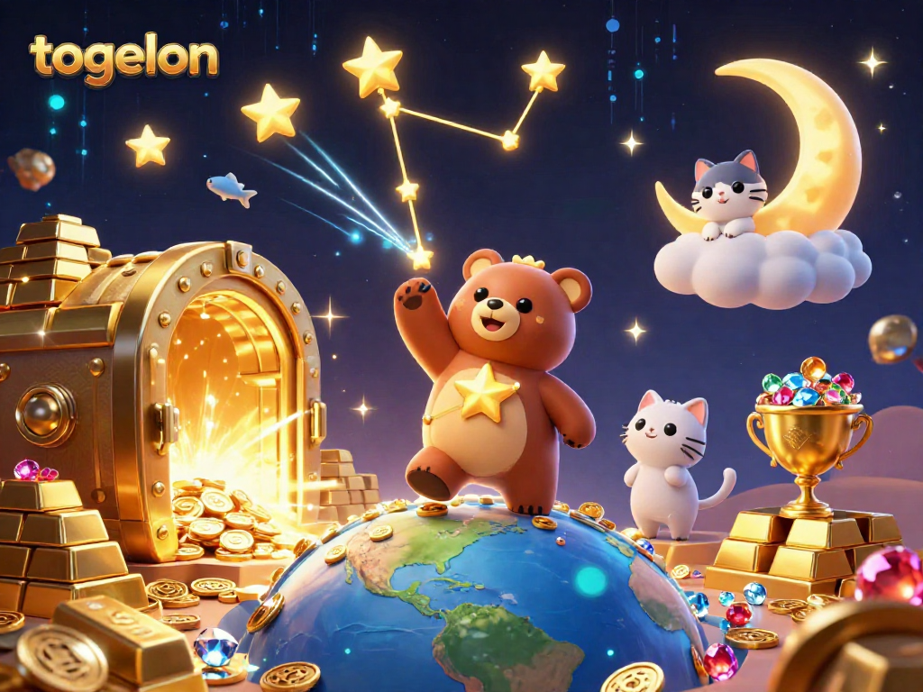 Play the lively togelon online lottery as the bear scoops coins from Earth, infusing excitement.