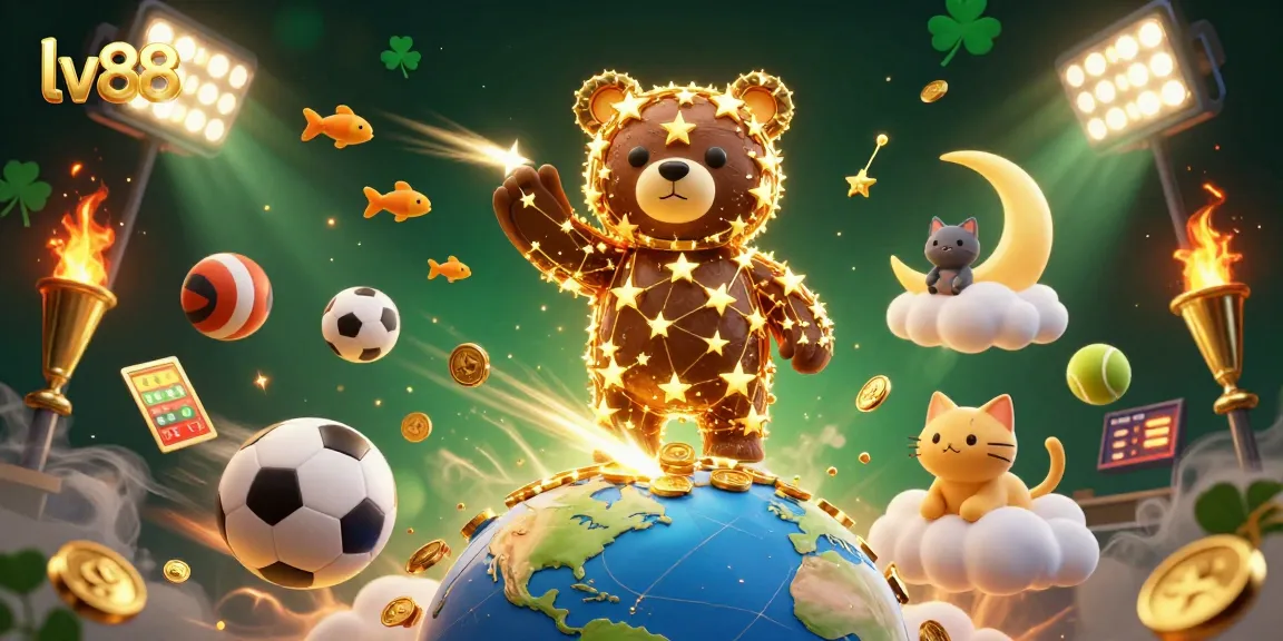 Engage with thrilling lv88 gaming adventures, as the constellation bear plays under a starry night.