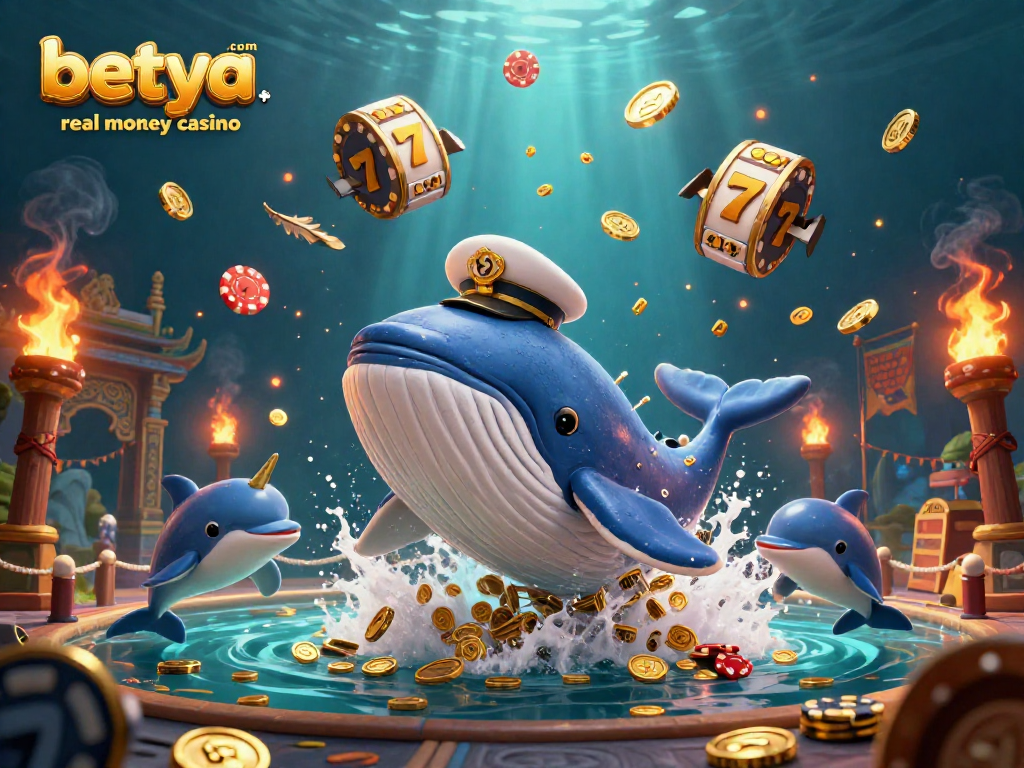 Experience the thrill of betting with betya.com real money casino featuring vibrant characters and casino elements.